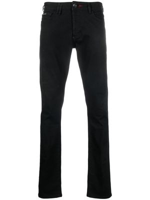 Philipp Plein logo-embroidered skinny jeans - Black