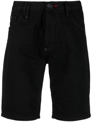 Philipp Plein logo-embroidery denim shorts - Black