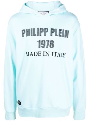 Philipp Plein logo-embroidery hoodie - Blue