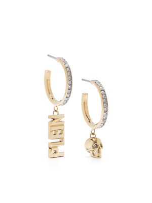 Philipp Plein logo-lettering crystal-embellished hoop earrings - Gold