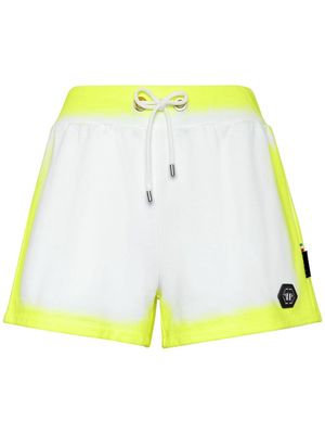 Philipp Plein logo-patch cotton blend shorts - White