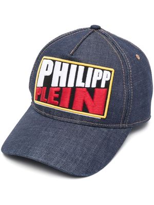 Philipp Plein logo-patch denim baseball hat - Blue