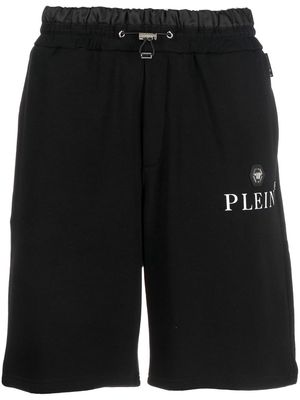 Philipp Plein logo-patch drawstring track shorts - Black