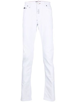 Philipp Plein logo-patch slim-cut jeans - White