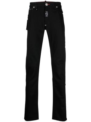 Philipp Plein logo-patch slim-fit jeans - Black