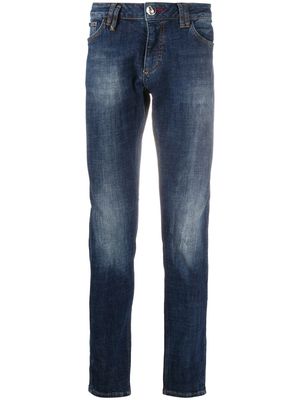 Philipp Plein logo patch slim-fit jeans - Blue