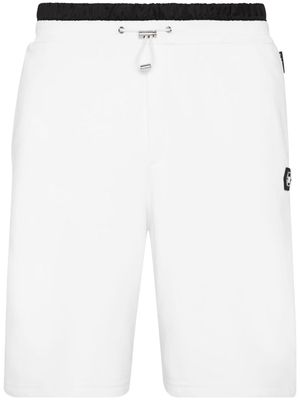 Philipp Plein logo-patch straight-leg shorts - White