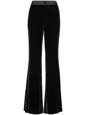 Philipp Plein logo-patch velvet flared trousers - Black