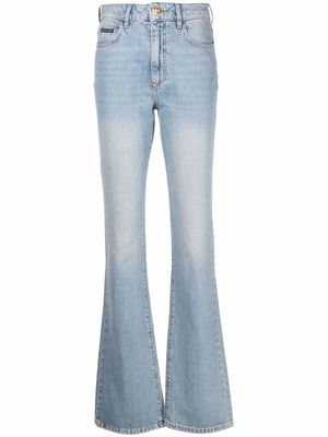 Philipp Plein logo-plaque high-waist flared jeans - Blue