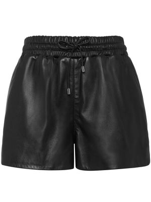 Philipp Plein logo-plaque leather shorts - Black