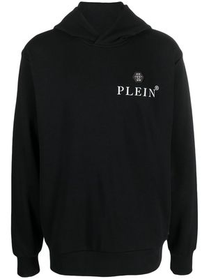 Philipp Plein logo-plaque long-sleeved hoodie - Black