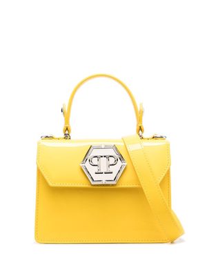 Philipp Plein logo-plaque patent-leather handbag - Yellow