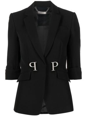 Philipp Plein logo-plaque single-breasted blazer - Black