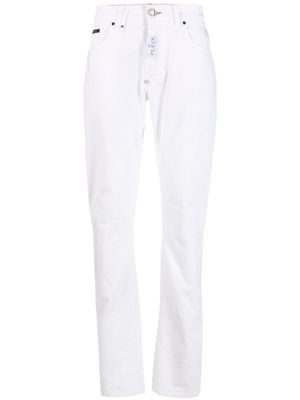 Philipp Plein logo-plaque slim-cut jeans - White