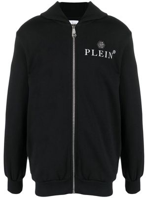 Philipp Plein logo-plaque zipped hoodie - Black