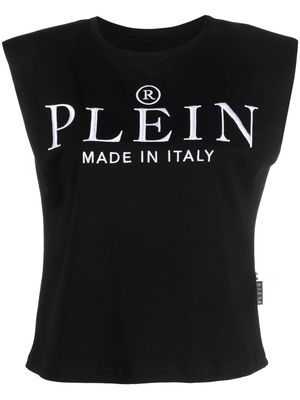 Philipp Plein logo-print cotton tank top - Black