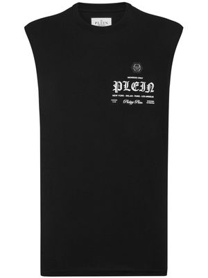 Philipp Plein logo-print crew-neck tank top - Black