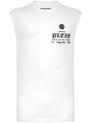 Philipp Plein logo-print crew-neck tank top - White