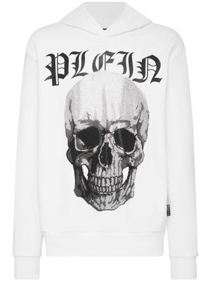 Philipp Plein logo-print crystal-embellished hoodie - White