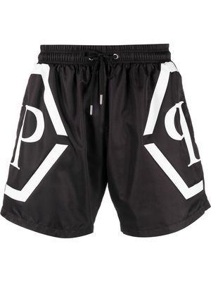 Philipp Plein logo-print detail swim shorts - Black