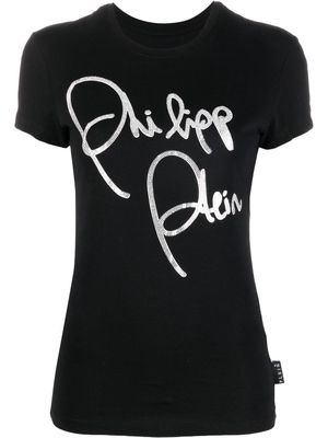Philipp Plein logo-print embellished T-shirt - Black
