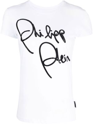 Philipp Plein logo-print embellished T-shirt - White