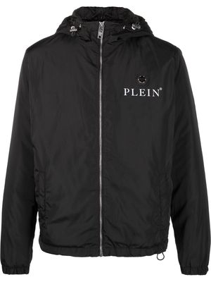 Philipp Plein logo-print hooded windbreaker - Black