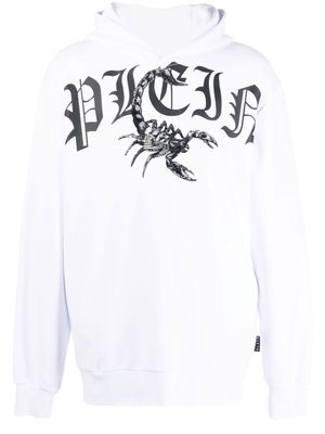Philipp Plein logo-print long-sleeve hoodie - White