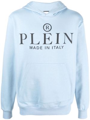 Philipp Plein logo-print pullover hoodie - Blue