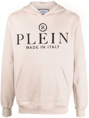 Philipp Plein logo-print pullover hoodie - Neutrals