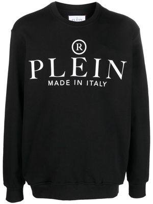 Philipp Plein logo-print ribbed-knit sweatshirt - Black