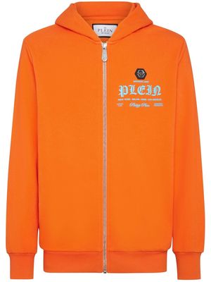 Philipp Plein logo-print zipped hoodie - Orange