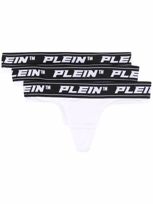 Philipp Plein logo-waistband set of 3 thongs - White