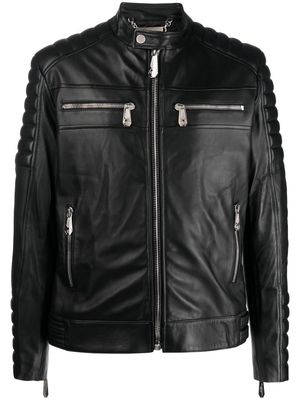 Philipp Plein long sleeve leather jacket - Black