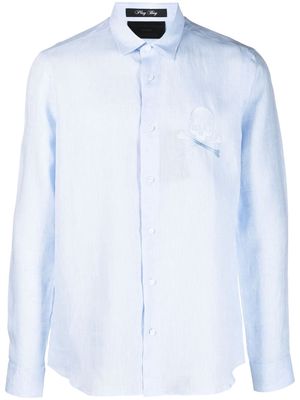 Philipp Plein long-sleeve linen shirt - Blue