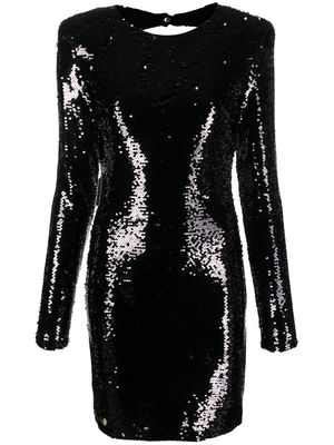 Philipp Plein long-sleeved sequin-embellished dress - Black