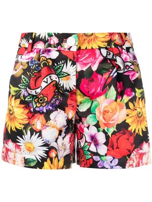 Philipp Plein Love Flowers floral-print shorts - Black