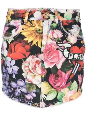 Philipp Plein Love Flowers printed mini skirt - Black