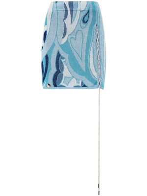 Philipp Plein lurex knit mini skirt - Blue
