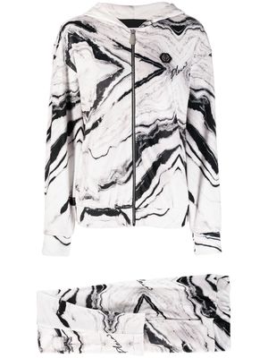 Philipp Plein marble print cotton tracksuit set - Neutrals