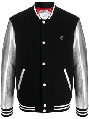 Philipp Plein metallic effect-sleeves bomber jacket - Black