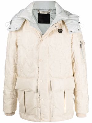 Philipp Plein monogram hooded padded jacket - Neutrals
