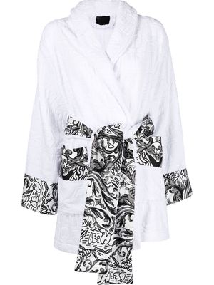 Philipp Plein monogram-jacquard bathrobe - White