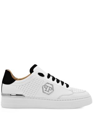 Philipp Plein monogram leather sneakers - White