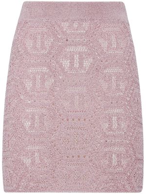 Philipp Plein monogram-pattern knitted miniskirt - Pink