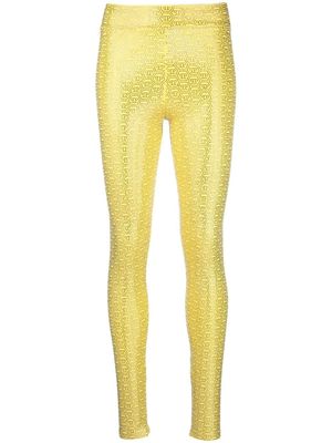 Philipp Plein monogram rhinestone leggings - Yellow