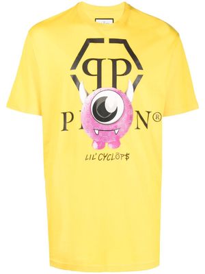Philipp Plein Monster logo print T-shirt - Yellow