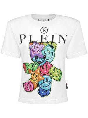 Philipp Plein padded-shoulders cotton T-shirt - White