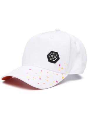 Philipp Plein paint-splatter baseball cap - White
