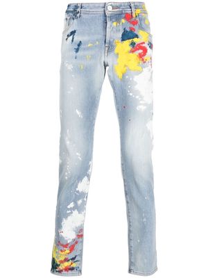 Philipp Plein paint-splatter print jeans - Blue